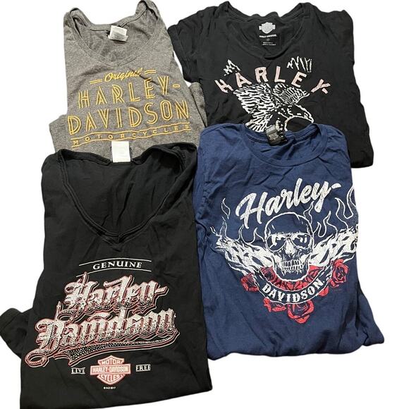 Harley Davidson Y2K Womens Lot of 4 Bundle T Shirts Biker Motorcycle Size S/M - Picture 1 of 12
